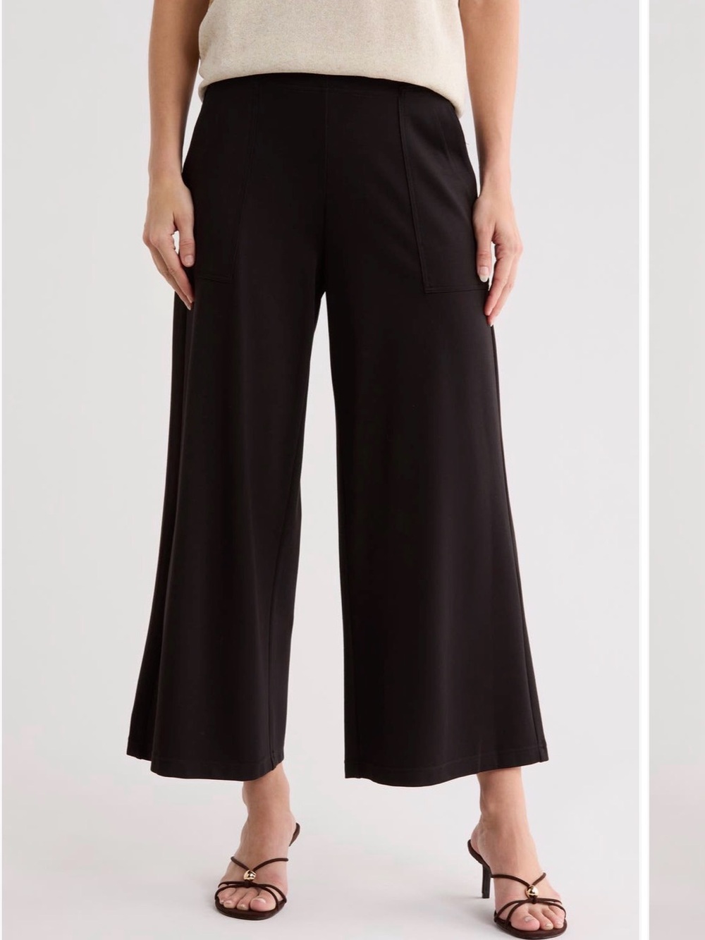 Max Studio Crop Wide-Leg Women's Pants - Black XL